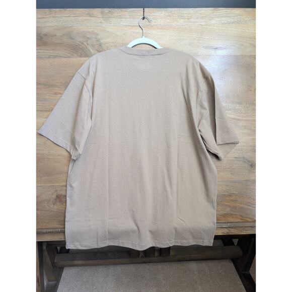 Carhartt T-Shirt Mens Large Tan Loose Fit Heavyweight Short Sleeve Pocket Logo - Picture 2 of 4